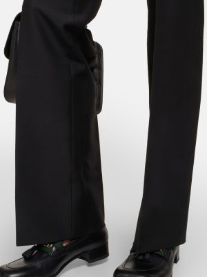 Hodvábne vlnené rovné nohavice Gucci čierna