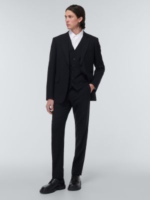 Pruhované vlněné klasické kalhoty Comme Des Garã§ons Homme Deux černé