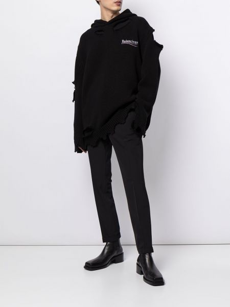 Sudadera con capucha con bordado Balenciaga negro