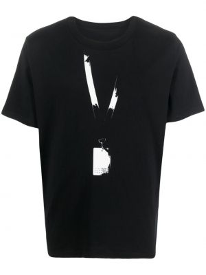 Raštuotas medvilninis marškinėliai Mm6 Maison Margiela juoda