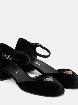 Pantofi cu toc de catifea Prada negru