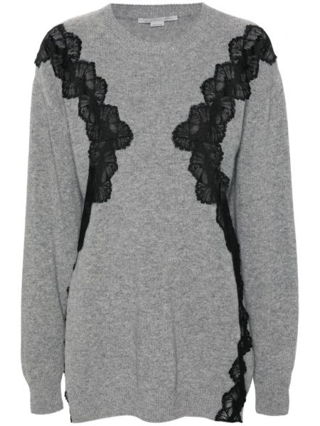 Robe droite en laine en dentelle Stella Mccartney gris