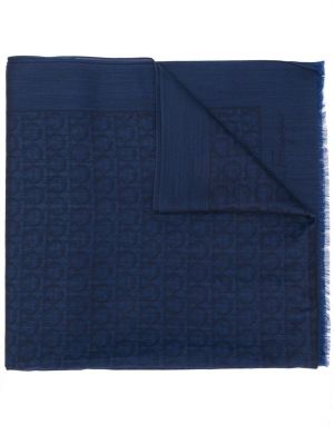 Bufanda de tejido jacquard Salvatore Ferragamo azul