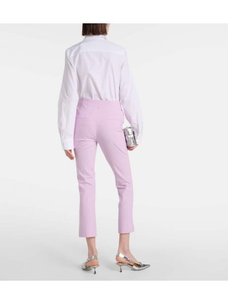 Slim fit rovné kalhoty s vysokým pasem Veronica Beard fialové
