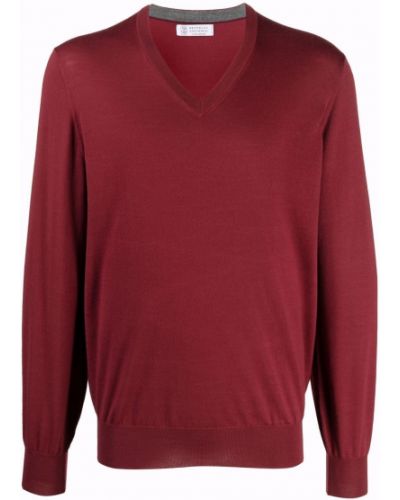 Jersey con escote v de tela jersey Brunello Cucinelli rojo