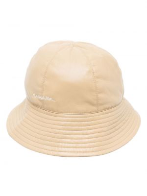 Leder mütze mit stickerei Nanushka beige