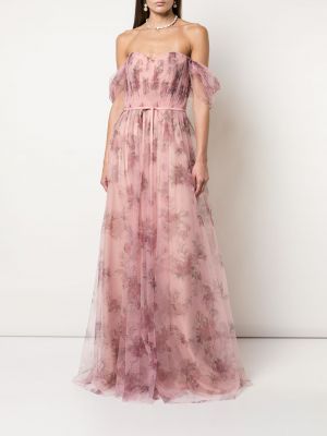 Drapiruotas vakarinė suknelė iš tiulio Marchesa Notte Bridesmaids rožinė