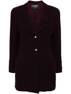 Tvídový kabát Chanel Pre-owned fialový
