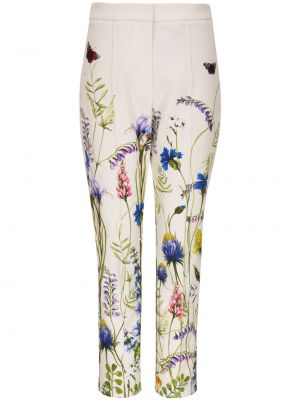 Květinové kalhoty s potiskem Adam Lippes bílé