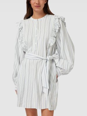 Sukienka mini w paski z falbankami Tommy Hilfiger biała