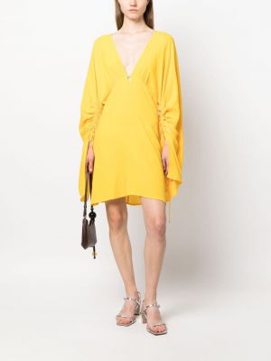 Sukienka mini z dekoltem w serek Semicouture żółta