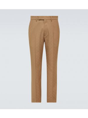 Pantalones rectos de tejido jacquard Gucci beige