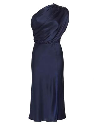 Шелковое платье миди на одно плечо Dupree Amanda Uprichard, темно-синий