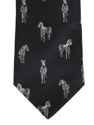 Raštuotas šilkinis kaklaraištis su zebro raštu Etro juoda