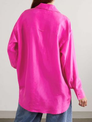 Розовая шелковая рубашка оверсайз Apiece Apart