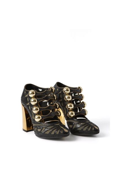Botas de agua de estampado de serpiente Dolce & Gabbana negro