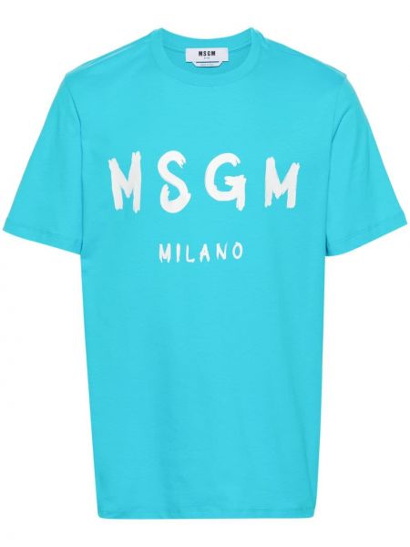 Βαμβακερή μπλούζα με σχέδιο Msgm μπλε