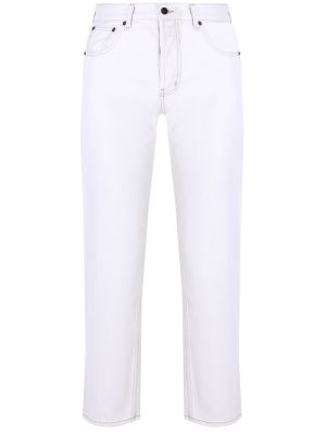 Хлопковые прямые джинсы Saint Laurent белые