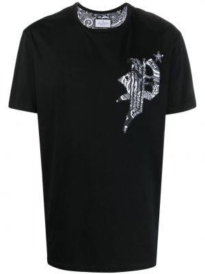 Тениска с принт с пейсли десен Philipp Plein черно