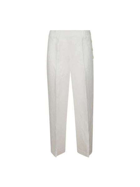 Lniane proste spodnie na guziki Ralph Lauren białe
