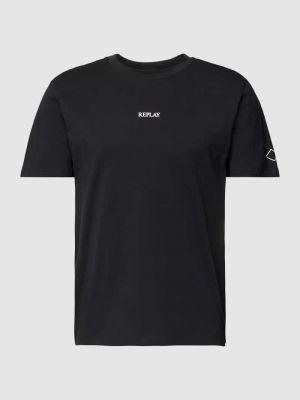 Koszulka z nadrukiem Replay czarna