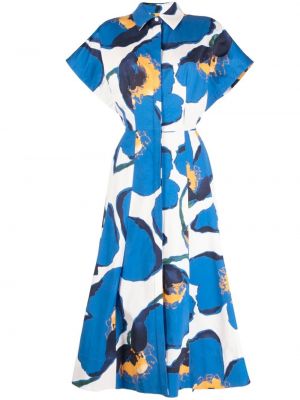 Robe mi-longue à imprimé Carolina Herrera bleu