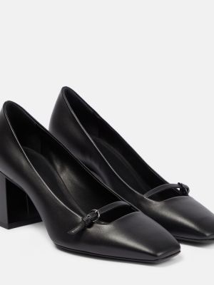 Кожени полуотворени обувки Max Mara черно