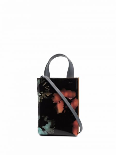Bolso shopper con estampado con estampado abstracto Marni negro