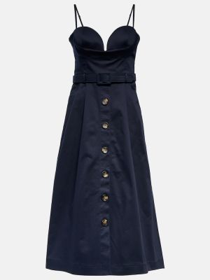 Pamučna midi haljina Carolina Herrera plava