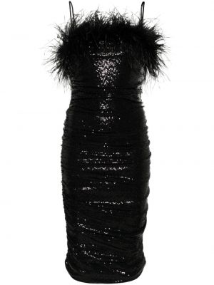 Midi šaty z peří Nissa černé