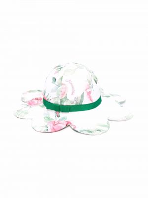 Trykt floral solhatt for jenter Monnalisa hvit