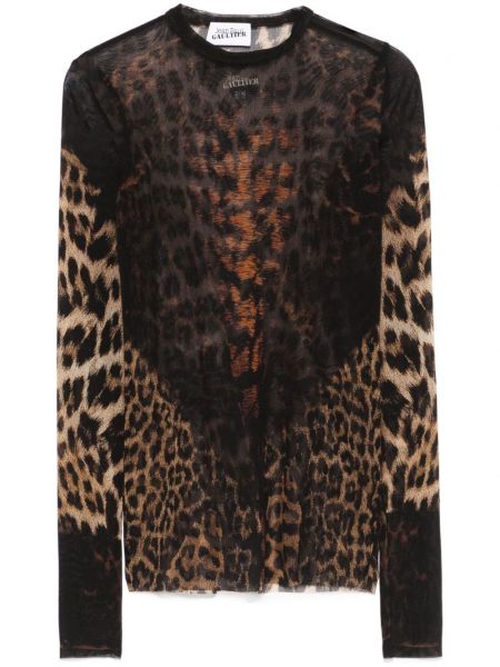 Leopard lang top med print i mesh Jean Paul Gaultier