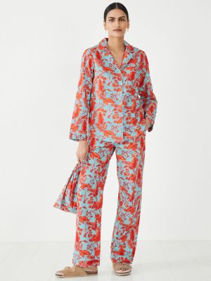Hush Хлопковая пижама с принтом Isla Hummingbird, морской волны/оранжевый