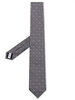 Žakárová hedvábná kravata Ferragamo šedá