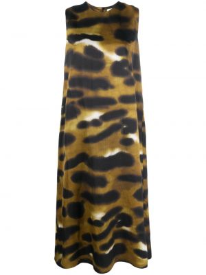 Sukienka midi z nadrukiem w tygrysie prążki Christian Wijnants brązowa