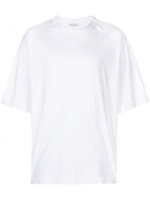 Bavlnené tričko s okrúhlym výstrihom Dries Van Noten biela