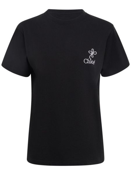 Černé bavlněné tričko jersey Chloé