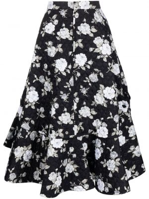 Comme Des Garçons Noir Kei Ninomiya quilted floral-print midi skirt - Nero Comme Des Garçons Noir Kei Ninomiya