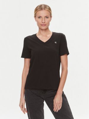 T-shirt mit v-ausschnitt Calvin Klein Jeans schwarz
