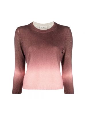 Sweter z okrągłym dekoltem Tory Burch różowy