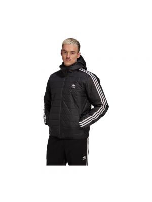 Pikowana kurtka z kapturem Adidas czarna