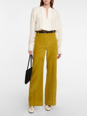 Manšestrové kalhoty relaxed fit Victoria Beckham žluté