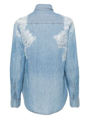 Nėriniuota džinsiniai marškiniai Ermanno Scervino mėlyna