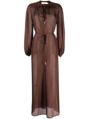 Svilena dolga obleka Zimmermann rjava