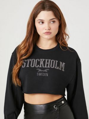 Укороченная футболка с графическим рисунком Stockholm Forever 21 черный