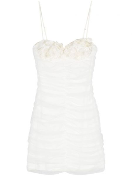 Φλοράλ μini φόρεμα από τούλι Rotate Birger Christensen λευκό