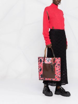 Abstrakte shopper handtasche mit print Marni rot