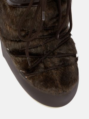 Кожа зимни обувки за сняг Moon Boot кафяво