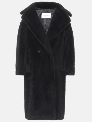 Manteau en laine en soie en alpaga Max Mara noir