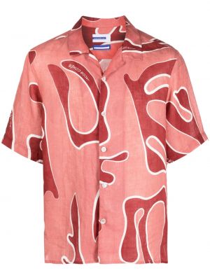 Ленена риза с принт с абстрактен десен Jacob Cohën червено